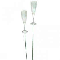 Article Mini coupe à champagne décoration réveillon du Nouvel An à coller 7,5cm 24 pcs