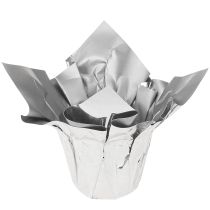 Article Mini jardinière argent emballage cadeau Ø4,5cm H7cm 8 pcs