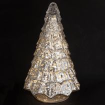 Article Mini sapin de Noël avec éclairage LED argent or 28cm