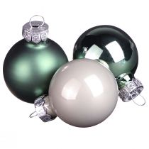 Article Mini boules de Noël verre vert nacre gris Ø3cm 22 pcs