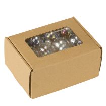 Article Mini boules de Noël boules en verre irisées transparentes 3 cm 22 pièces