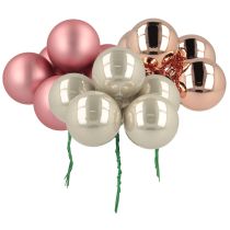Article Mini boules de Noël en verre rose gris fil Ø40mm 32 pcs