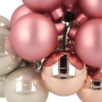 Article Mini boules de Noël en verre rose gris fil Ø40mm 32 pcs
