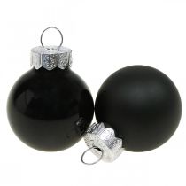 Mini boules de Noël verre noir brillant/mat Ø2.5cm 24p