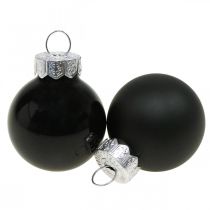 Article Mini boules de Noël verre noir brillant/mat Ø2,5cm 24 pcs