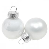 Article Mini boules de Noël verre blanc brillant/mat Ø2.5cm 24p