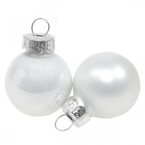 Article Mini boules de Noël verre blanc brillant/mat Ø2,5cm 24 pcs