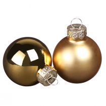 Article Mini boules de Noël en verre doré mat brillant Ø3cm 22pcs
