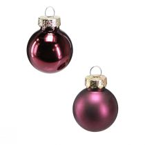 Article Mini boules de Noël en verre Ø2,5cm mauve 22 pcs