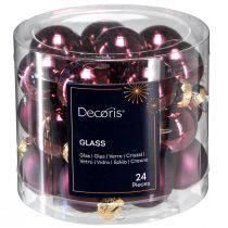 Article Mini boules de Noël en verre Ø2,5cm mauve 22 pcs