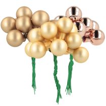 Article Mini boules de Noël or rose miroir baies 2 cm 140 pièces