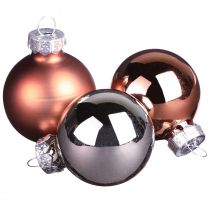 Article Mini boules de Noël verre abricot argent Ø3cm 22 pcs