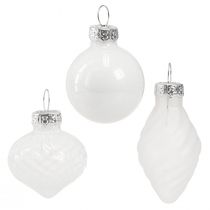 Article Mini boules de Noël boules d&#39;arbre blanches verre 3cm 9 pcs
