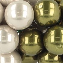 Article Mini boules de Noël sur fil verre crème argenté 2,5 cm 140 pcs