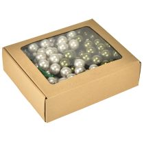 Article Mini boules de Noël sur fil verre vert argent 2,5 cm 140 pcs