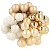 Article Mini boules de Noël sur fil doré, crème Ø1,5cm 140pcs