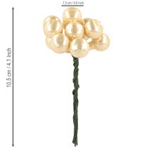 Article Mini boules de Noël sur fil or, crème Ø1,5cm 140 pcs