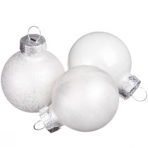 Article Mini boules de Noël en décoration hivernale blanche Ø3cm 22 pcs