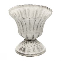 Mini Coupe Vase Métal Calice Blanc Gris Antique Ø8cm H8cm