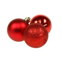 Mini boule de Noël rouge Ø3cm 14pcs