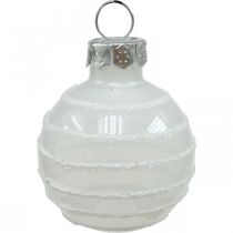 Article Mini boules de Noël crème, rose, blanc verre véritable Ø3cm 9pcs