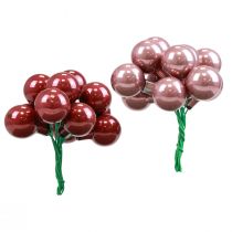 Article Mini boules de Noël en fil de verre rose bordeaux Ø2,5cm 140 pcs