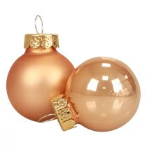 Article Mini boules de Noël verre abricot brillant/mat Ø2,5cm 20p