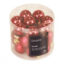 Article Mini boules de Noël rouges mates/brillantes Ø2,5cm 22 pcs