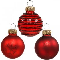 Article Mini boules de Noël mélange rouge verre véritable Ø3cm 9 pcs