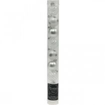 Article Mini boules de Noël blanc, argent verre véritable Ø3cm 9 pcs