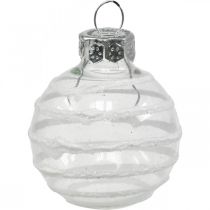 Article Mini boules de Noël blanc, argent verre véritable Ø3cm 9 pcs