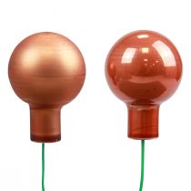 Article Mini boules de Noël sur fil de verre rouge orange 2,5cm 140pcs
