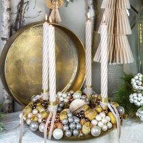 Article Mini boules de Noël baies miroir en verre gris crème Ø25mm 140 pcs