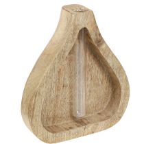 Article Mini vase tube à essai en verre décoration bois clair naturel H17cm 2pcs