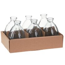 Article Mini vases bulbeux décoratifs en verre teinté bleu H12cm 6 pcs
