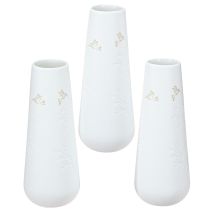 Article Vase en porcelaine blanc avec motif doré – Vase à fleurs élégant en lot de 3 H12cm 3 pcs