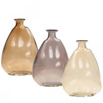 Mini vases vases décoratifs en verre jaune, violet, marron H12cm 3pcs
