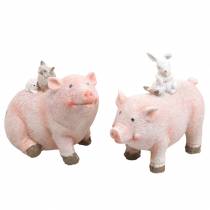 Article Ensemble de figurines décoratives piggy avec des amis animaux 9.3cm × 7.5 / 8.5cm 2pcs