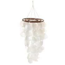 Article Carillon éolien mobile en coquillage Capiz, rond, 70 cm de long, pour balcon ou jardin