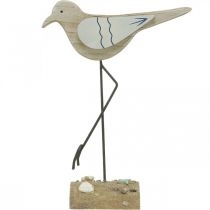 Article Décoration mer, déco mouette en bois, shabby chic, bleu et blanc H32cm