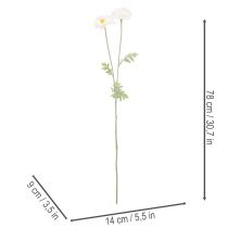 Article Coquelicot artificiel blanc à longue tige, 78 cm, lot de 3