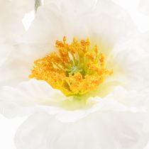Article Coquelicot artificiel blanc à longue tige, 78 cm, lot de 3