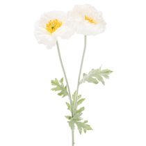 Article Coquelicot artificiel blanc à longue tige, 78 cm, lot de 3