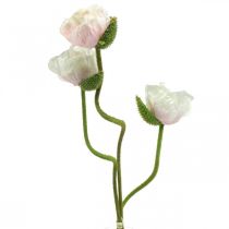 Coquelicot artificiel, fleur en soie blanc-rose L55/60/70cm lot de 3