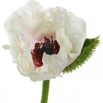 Coquelicot artificiel, fleur en soie blanc-rose L55/60/70cm lot de 3