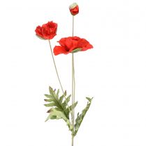 Article Fleur de jardin décorative coquelicot à 3 fleurs rouge L70cm