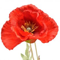 Article Fleur de jardin décorative coquelicot à 3 fleurs rouge L70cm