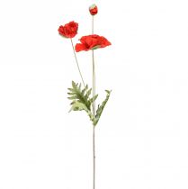 Article Fleur de jardin décorative coquelicot à 3 fleurs rouge L70cm
