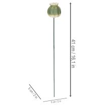 Article Piquet décoratif en forme de capsule de pavot pour une touche d'élégance automnale au jardin ou un balcon, 41 cm, lot de 4