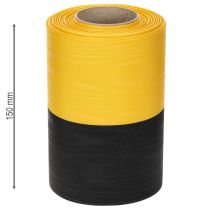 Article Ruban moiré pour couronne 150 mm jaune et noir - ruban de deuil, écharpe, décoration, ruban de club - rouleau de 25 m